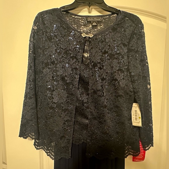 Jessica Howard Formal Dress Sleeveless & Jacket Sequin Accent (New with tags) - Picture 3 of 10